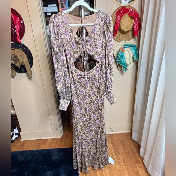 For Love & Lemons Wynne Maxi Dress Size S NWT Cut Out Shimmer Coquette - Picture 2 of 13